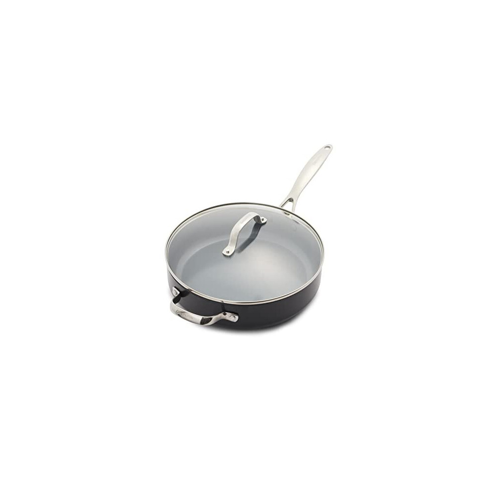 Greenpan Valencia Pro Hard Anodized Induction Safe Healthy Ceramic Nonstick, Saute Pan, 4.5Qt, Gray