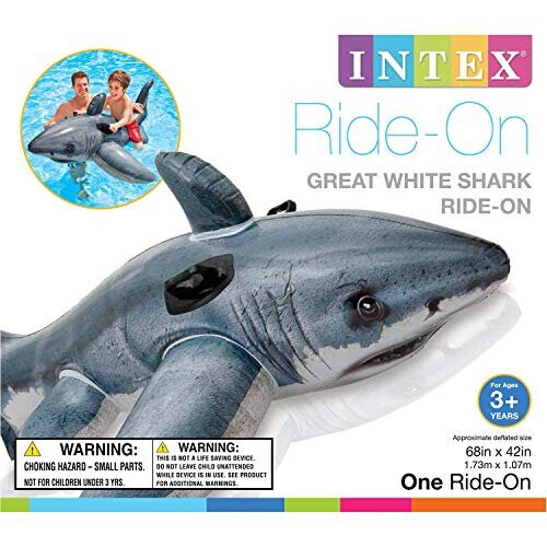 Intex Intex Great White Shark Ride-On, 68" X 42", for Ages 3+ 2