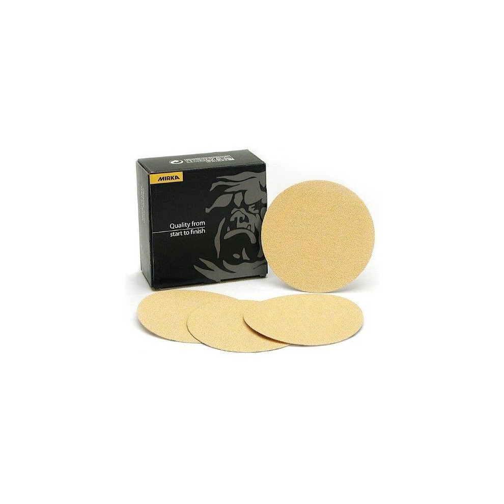 Mirka P80 Gold Self Adhesive PSA Sanding Discs Plain Sticky 150mm 100 Box of 100
