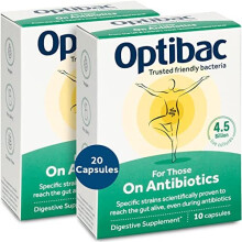 Optibac Probiotics for Those on Antibiotics - Vegan Digestive Probiotic Supplement with 4.5 Billion Bacterial Cultures - 20 Capsules