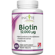 Biotin Hair Growth Supplement 12,000mcg - 400 Tiny 6mm Tablets (Full Year Plus Supply) - Biotin Hair Growth Tablets for Men & Women Biotin Tablets