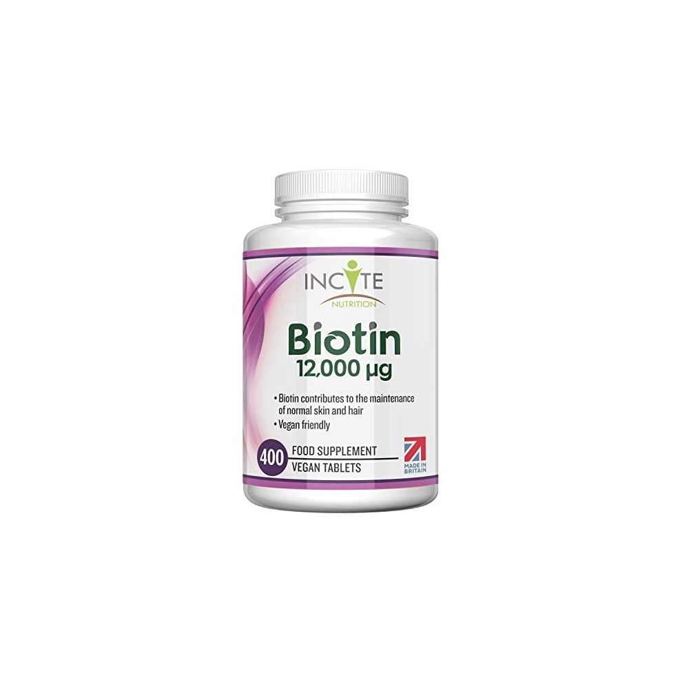 Incite Nutrition Biotin Hair Growth Supplement 12,000Mcg - 400 Tiny 6Mm Tablets (Full Year Plus Supply) - Biotin Hair Growth Tablets For Men & Women Biotin Tablets