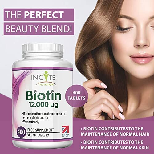 Biotin Hair Growth Supplement 12,000mcg - 400 Tiny 6mm Tablets (Full ...