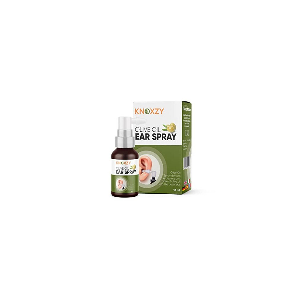 Knoxzy Olive Oil Ear Spray, Wax Removal Natural Olive Oil Spray For Ear Infections & Ear Pain Ear Wax Softener & Pain Relief Clinically Tested - 10 Ml