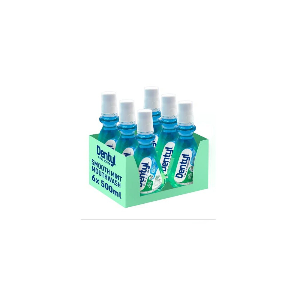 Dentyl Dual Action Smooth Mint Plaque-Reducing CPC Mouthwash 6x500ml