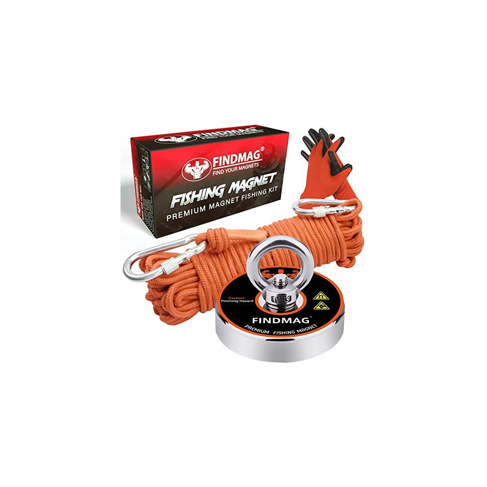 Findmag Magnet Fishing Kit, Strong Fishing Magnet 500 Lb(227 Kg) Pulling Force Round Neodymium Magnets, River Magnet For Magnet Fishing & Salvage In River,