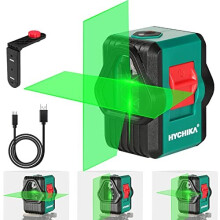 Green Laser Level, HYCHIKA 45M Lazer Levels Self Leveling, Switchable Horizontal/Vertical/Cross line, IP54 Rechargeable Outdoor Laser Level with