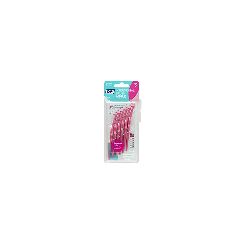 Tepe Angled 0.4mm Pink Interdental Brushes - Pack of 6