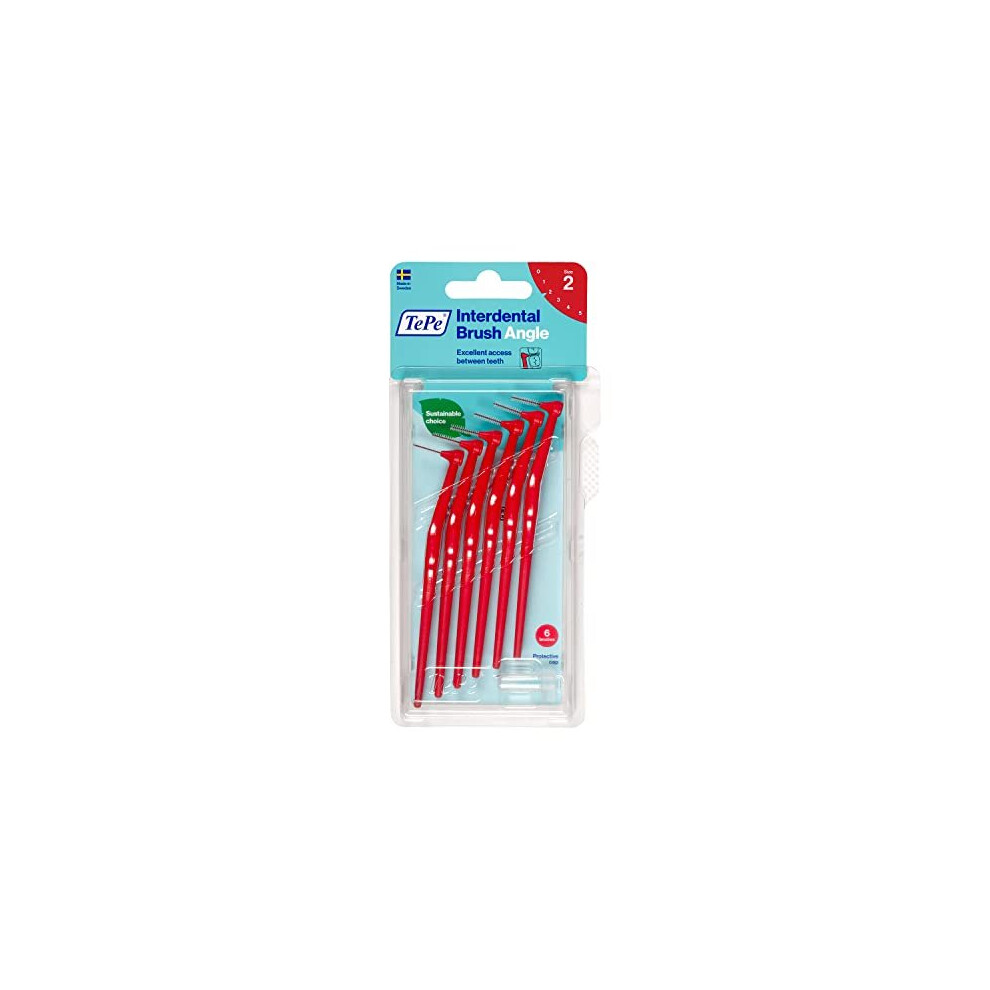 Tepe Angled 0.5mm Red Interdental Brushes - Pack of 6