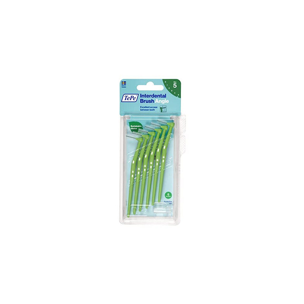 Tepe Angled 0.8mm Green Interdental Brushes - Pack of 6