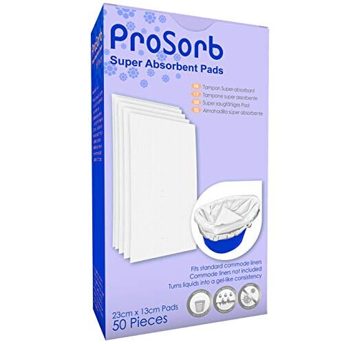 Pack of 50 Prosorb Super Absorbent Pads for Bedside Commode Liners 1