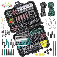 282Pcs Carp Fishing Tackle in Box, Fishing Accessories Kit Include Fishing Hook, Safety Clips Hook, Corn Kernel, Tubing, Rolling Swivel, Fishing Bait