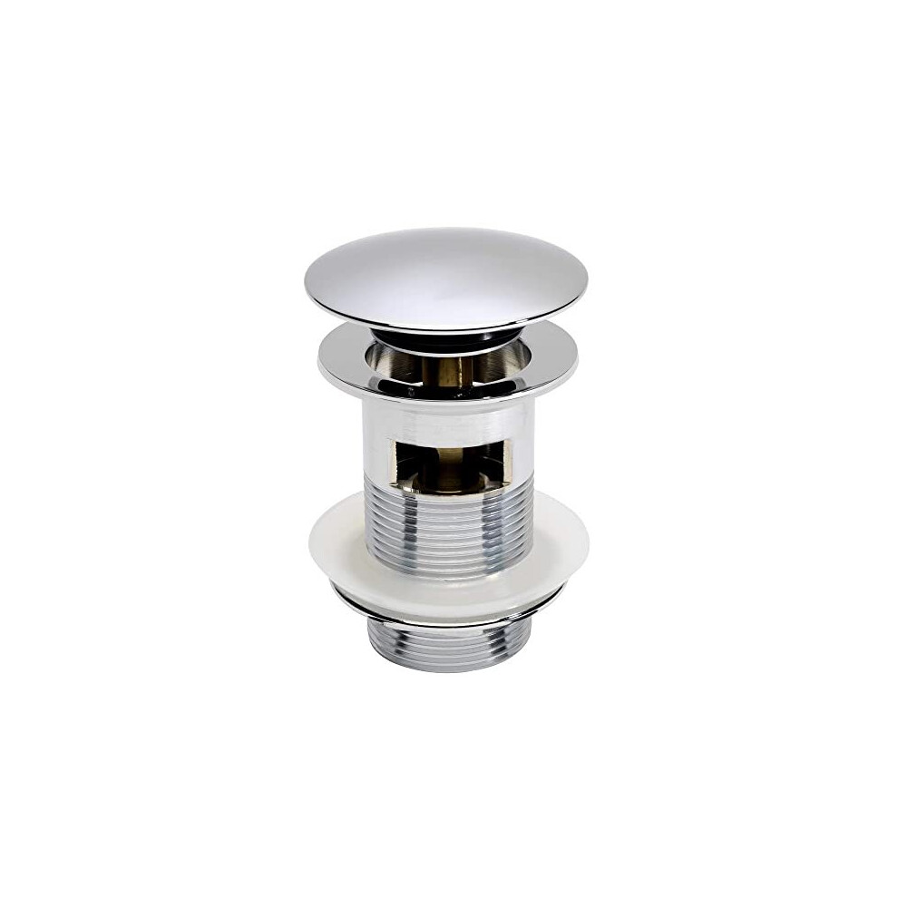Veebath Ideal Basin Sink Pop Up Clicker Full Dome Waste Slotted Chrome With Clicker Clack Plug 5056066404035