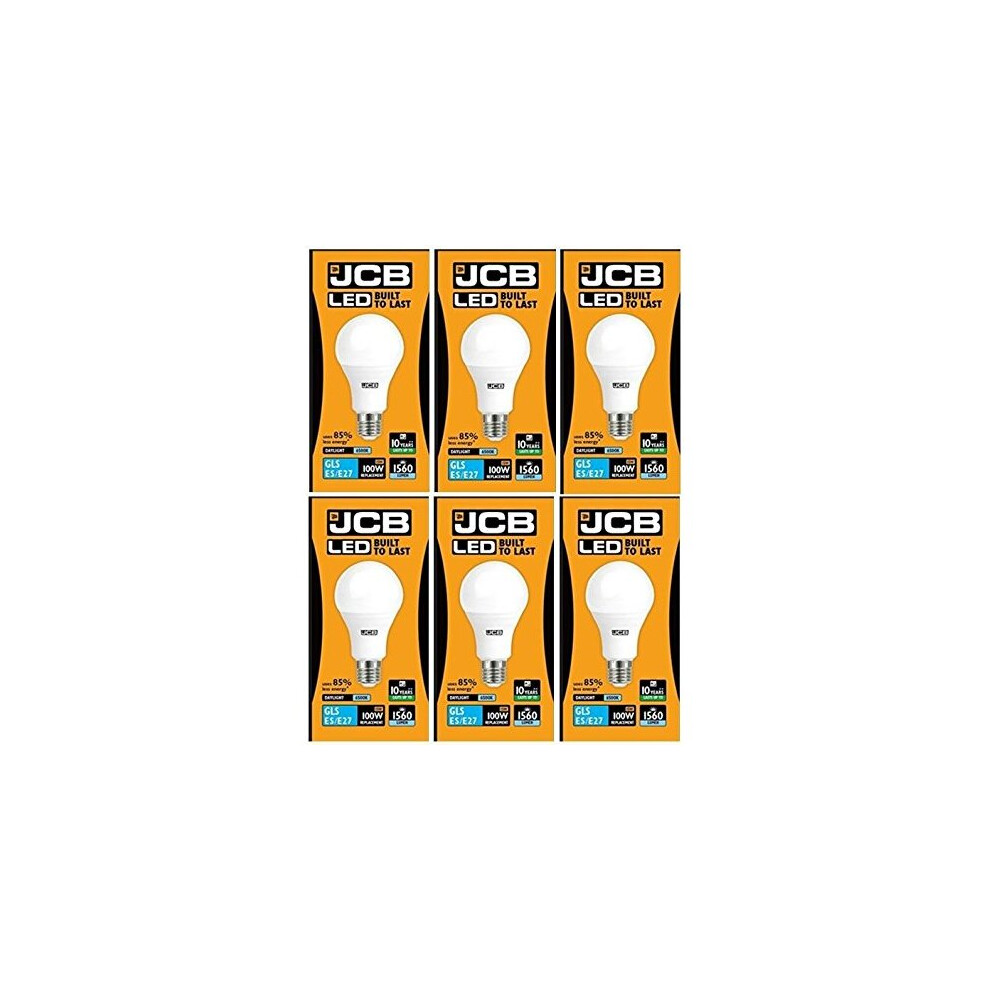 JCB LED 6 X 15 W Screw Cap GLS Daylight 6500K Lightbulb 100W Replacement ES E27 LED [Energy Class A+]