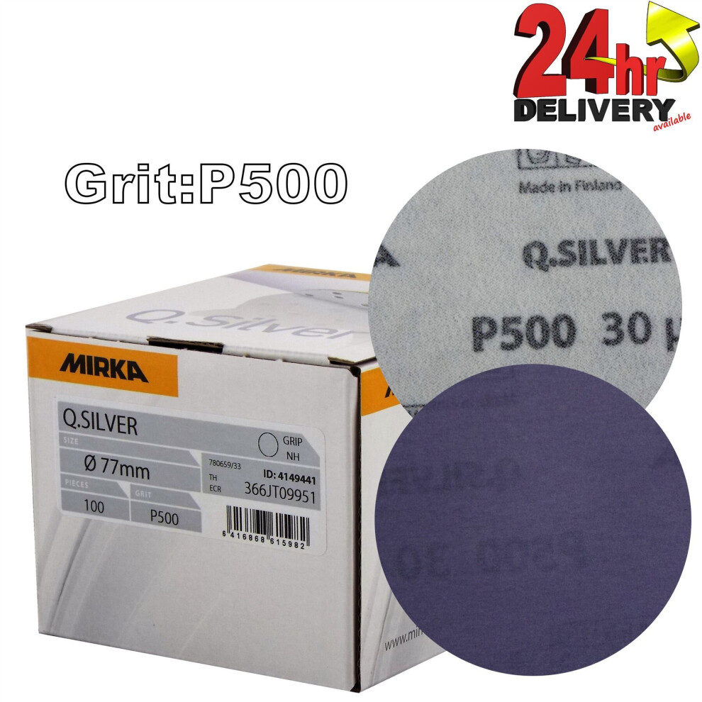 Mirka Q.silver 77Mm (3") P500 Grit 20X Plain Hooknloop Sanding Discs 3513379400267