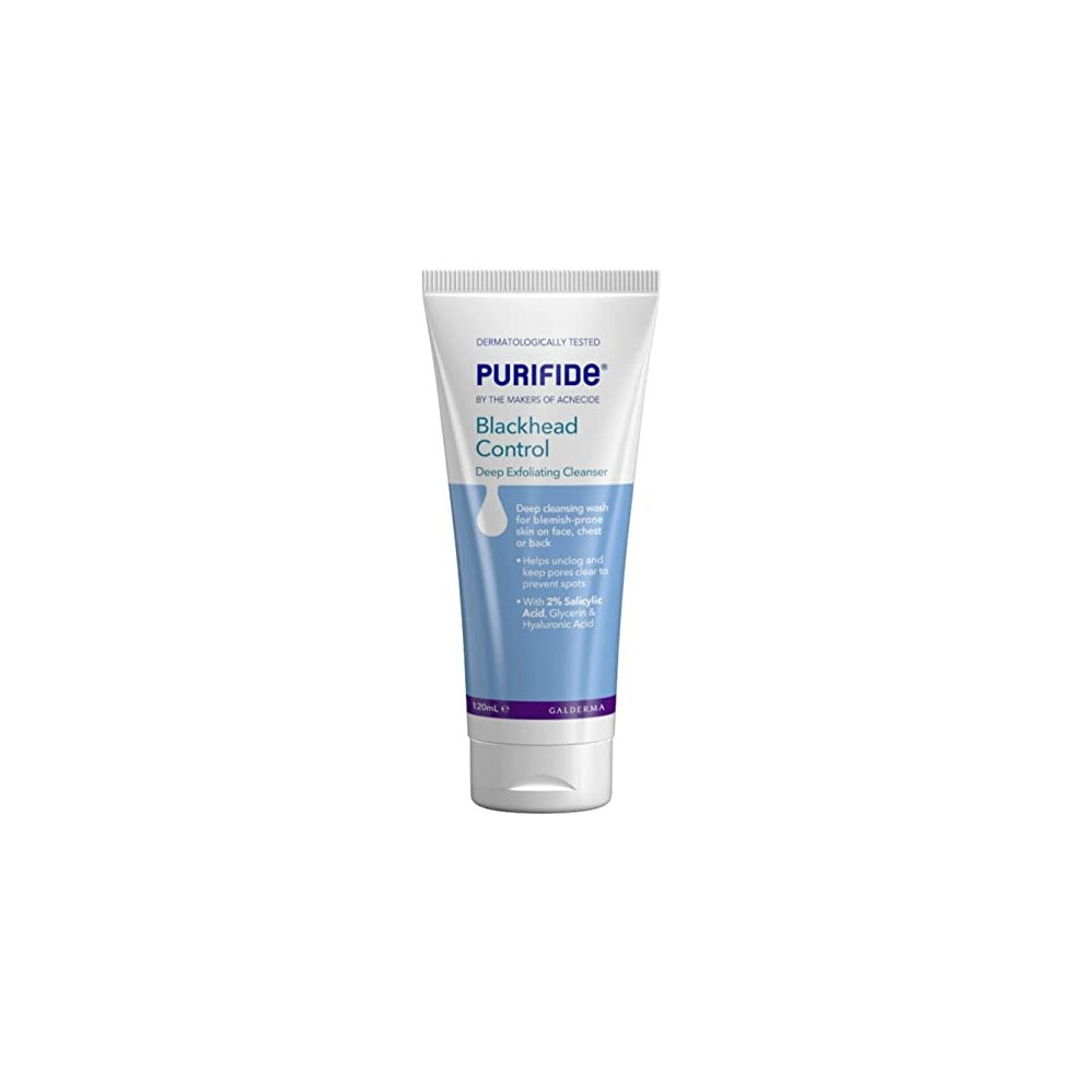 Acnecide Purifide By Blackhead Control Deep Exfoliating Cleanser 120Ml, Face & Body Scrub With 2% Salicylic Acid Bha, Hyaluronic Acid & Plant Extracts