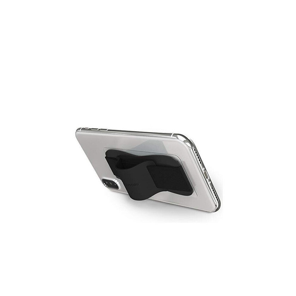 Sinjimoru Silicone Mobile Phone Finger Grip Holder With Kickstand Function, Cell Phone Grip Strap For Back Of Phones. Sinji Grip Silicone, Black 8809670113100