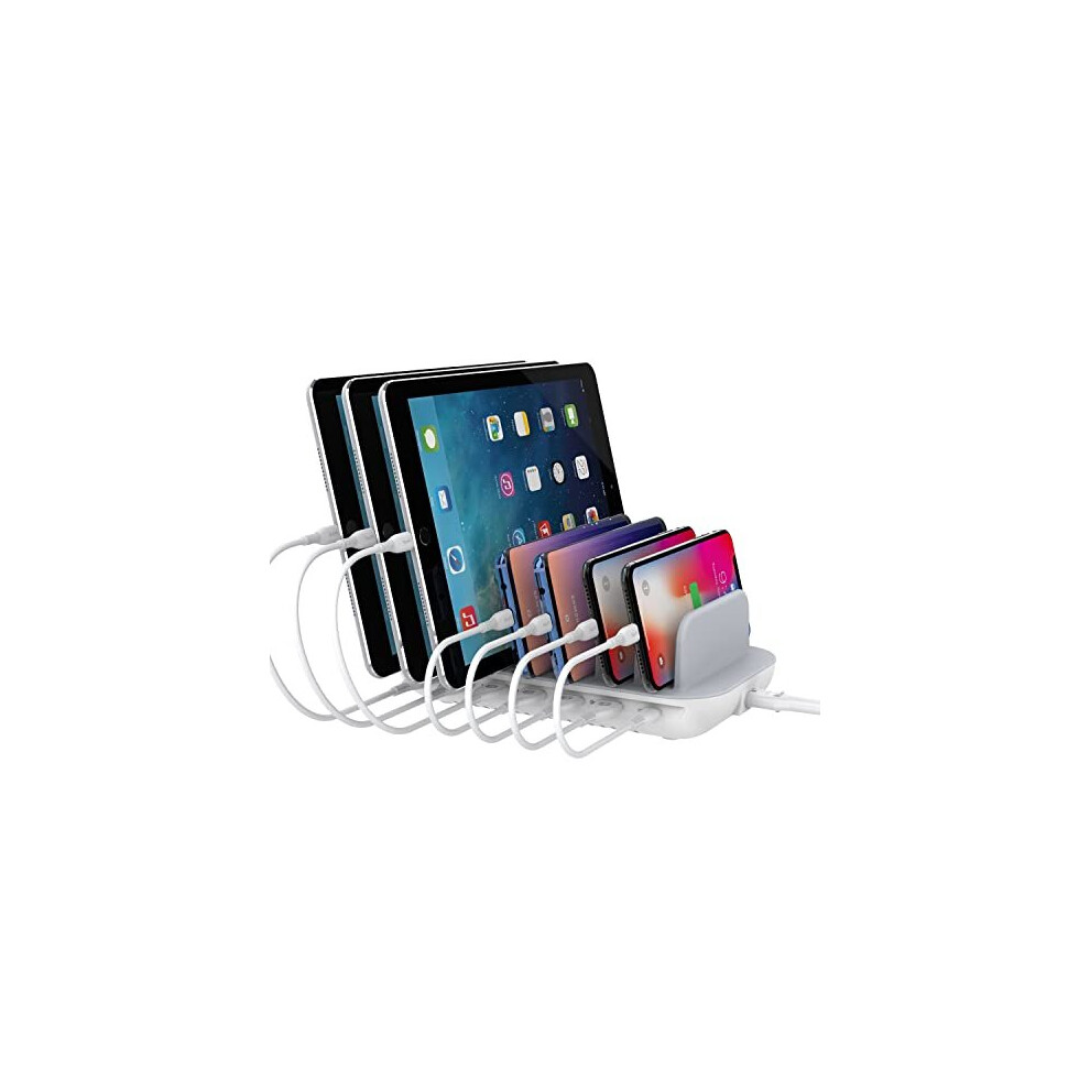 Soopii 70W 7 Port Charging Station For Multiple Devices, Charger Station With One 30W Pd Port For Laptops,7 Mixed Charging Cables Included,And 6 Usb 6971008019025
