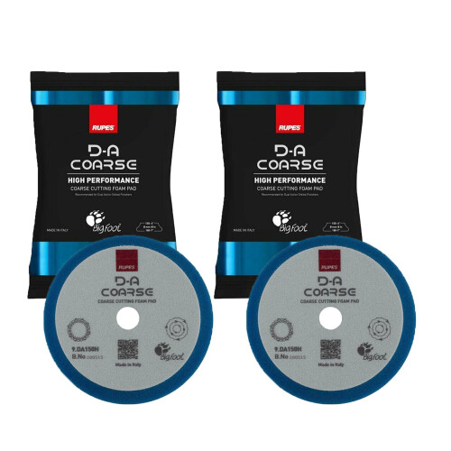 2 X Rupes Bigfoot D-A Course High Performance Foam Compound Pad Blue 150mm