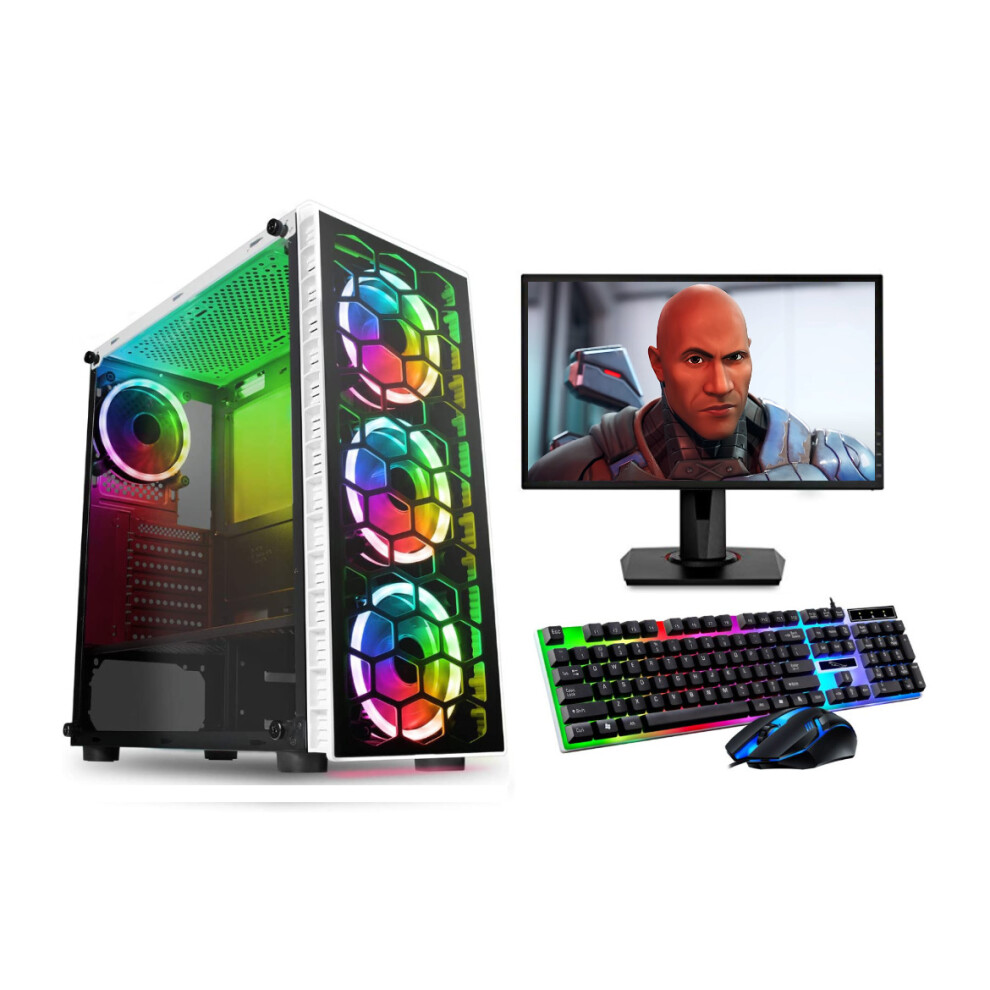 FCS Fast Gaming Intel Quad Core i5 16GB RAM 1TB HDD+128GB SSD PC Bundle & Speakers 22" Monitor