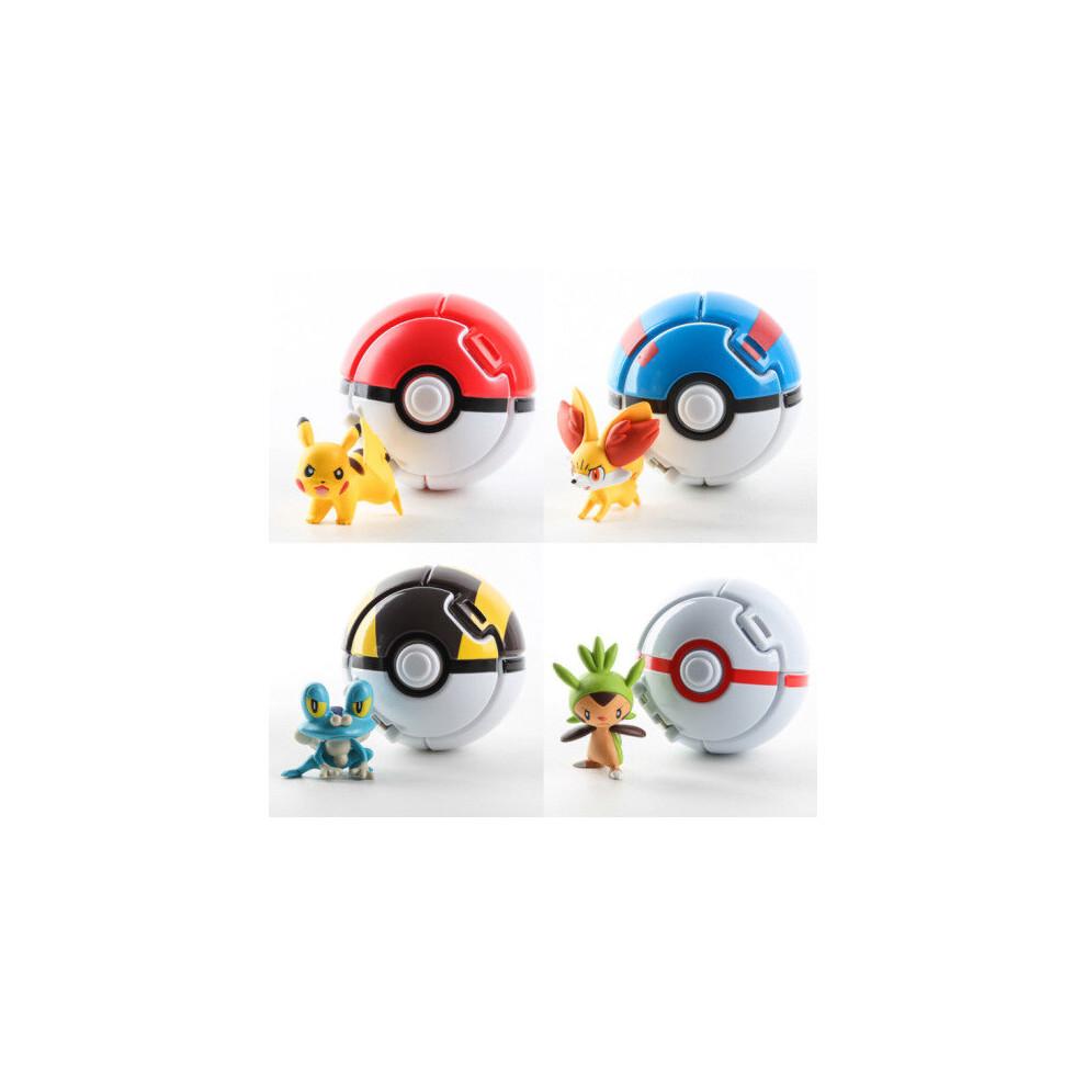 Pokemon 4 pieces set bouncing poke ball touch pop-up fighting toy