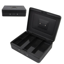 (12" Matt Black Code) Time to Sparkle Metal Cash Box in Steel Metal Cash Safe Security Petty Tin With Lock
