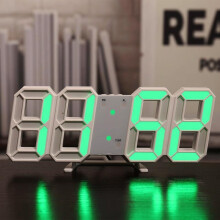 (White, Green) 3D digital clock, LED electronic clock living room three-dimensional wall clock