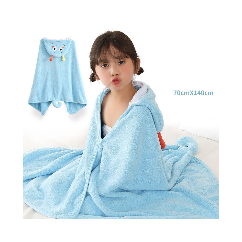 (Alien) Children's Bath Towel Bathrobe Cape Gift Blue