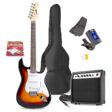 Max GigKit Full Size Electric Guitar Starter Kit inc 40W Combo Amplifier, Digital Tuner, Gig-Bag, Strap, Strings, Picks and Cable, Sunburst