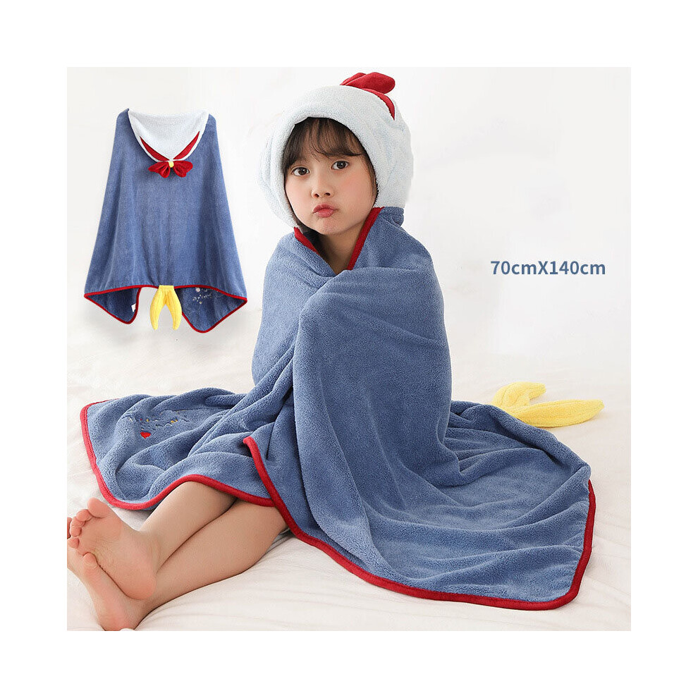 (Bow Tie) Children's Bath Towel Bathrobe Cape Gift Grey
