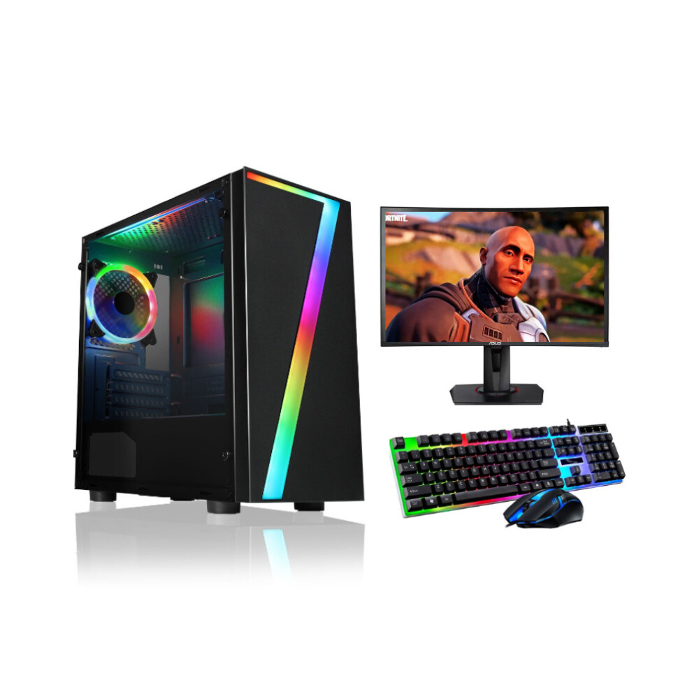 FCS Fast Gaming Intel Quad Core i5 16GB RAM 1TB HDD+128GB SSD PC Bundle & Speakers 22" Monitor