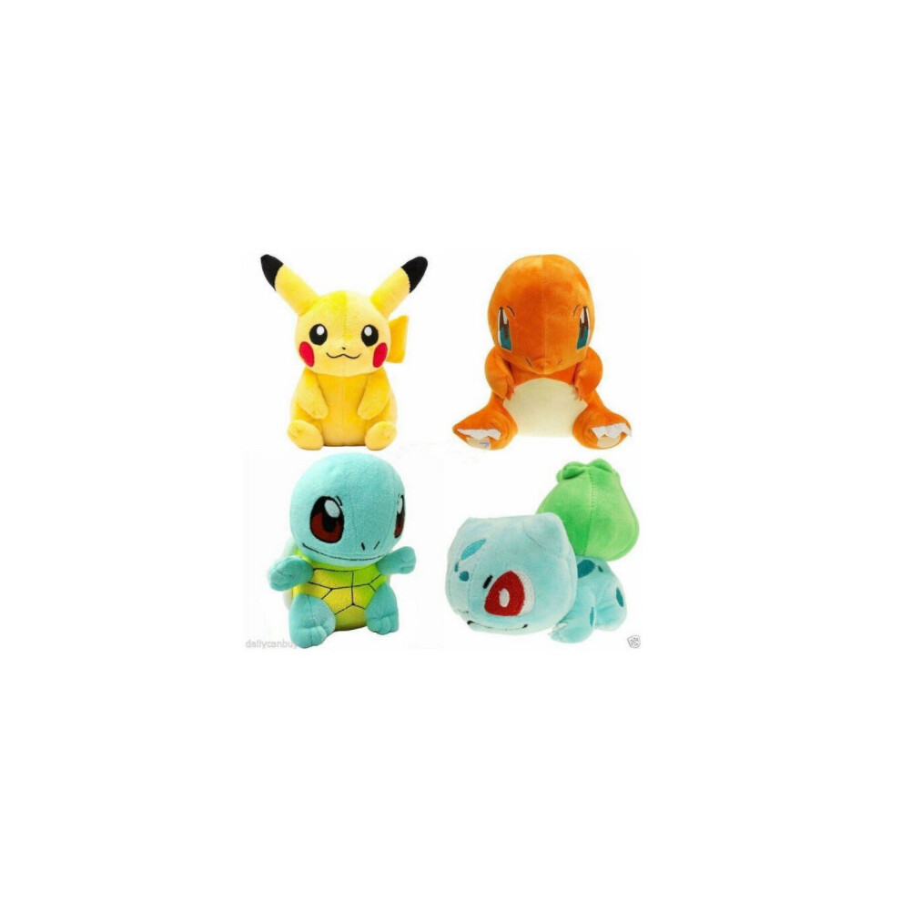 4Pcs Pokemon Pikachu Squirtle Plush Toy Stuffed Doll