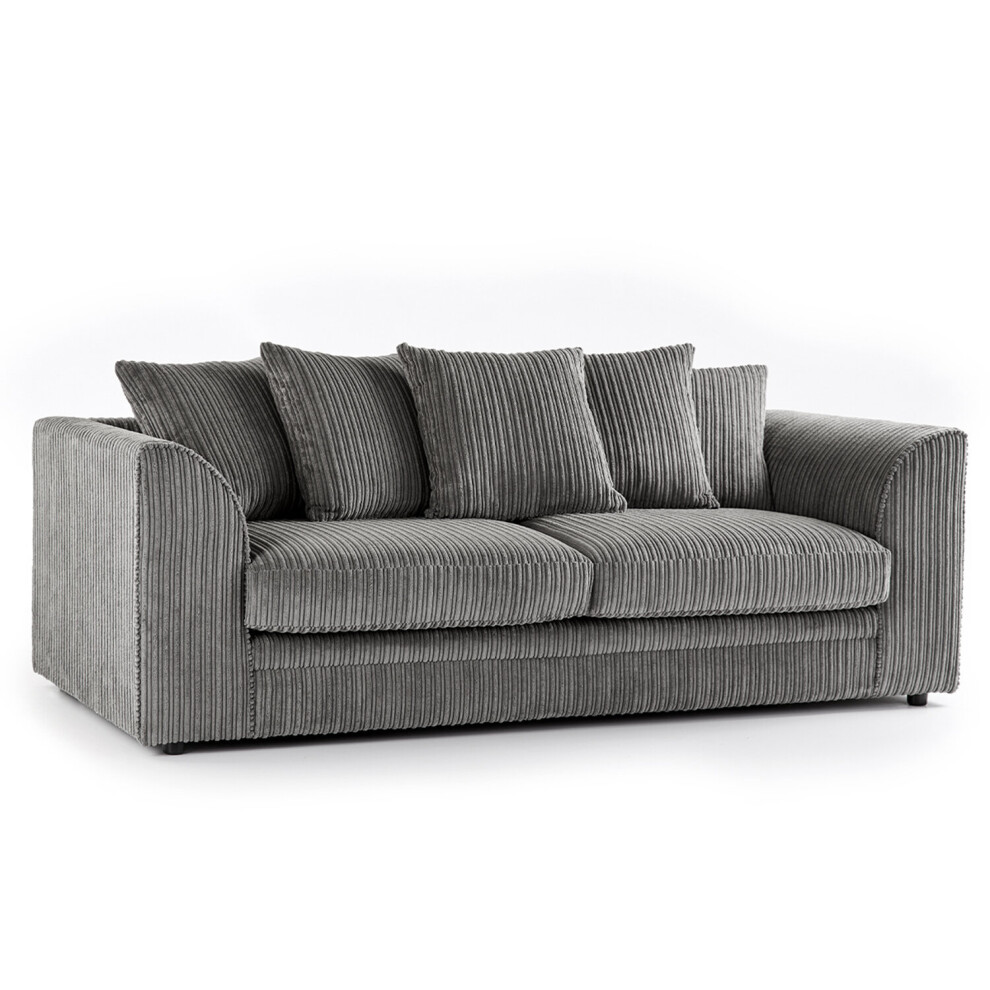 (Grey, 3 Seater) Luxor Jumbo Cord 4 Seater Corner Sofa