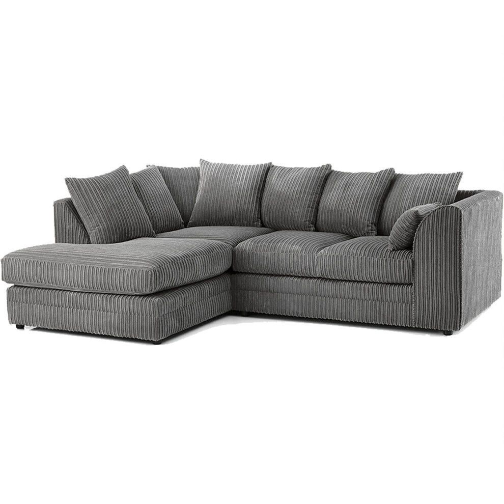 (Grey, Left Hand Corner ) Luxor Jumbo Cord 4 Seater Corner Sofa