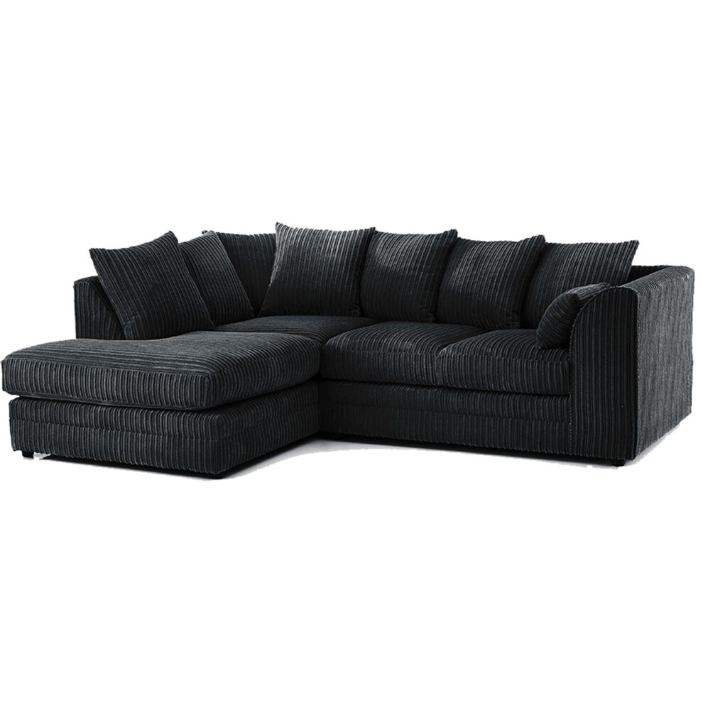 (Black, Left Hand Corner ) Luxor Jumbo Cord 4 Seater Corner Sofa