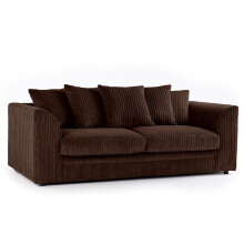 (Chocolate, 3 Seater) Luxor Jumbo Cord 4 Seater Corner Sofa