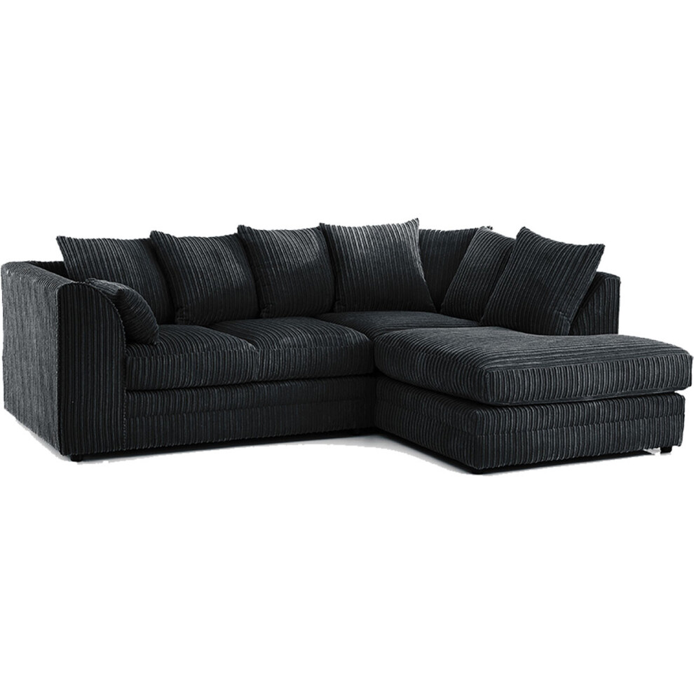 (Black, Right Hand Corner ) Luxor Jumbo Cord 4 Seater Corner Sofa