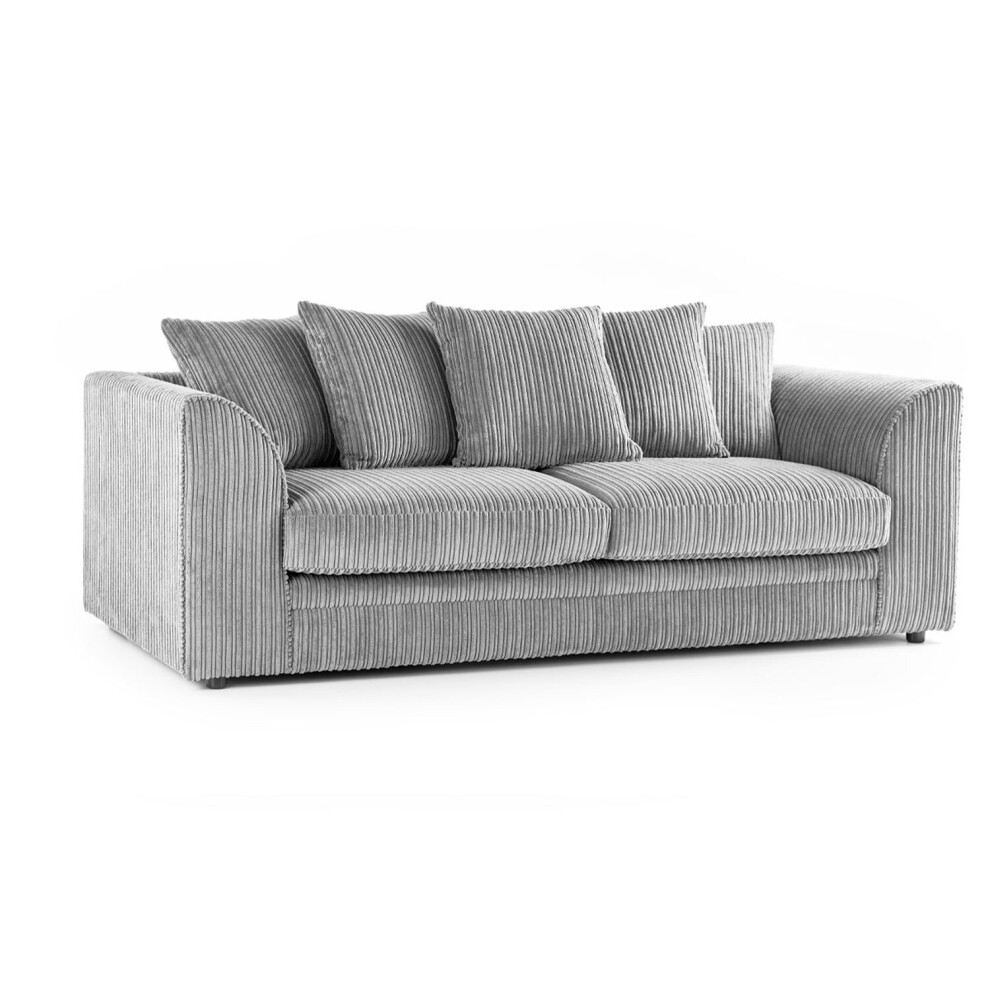 (Silver, 3 Seater) Luxor Jumbo Cord 4 Seater Corner Sofa