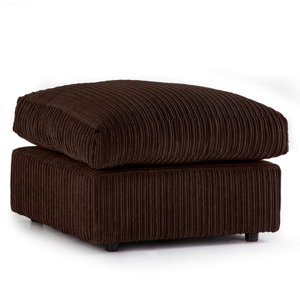 (Chocolate, Footstool ) Luxor Jumbo Cord 4 Seater Corner Sofa