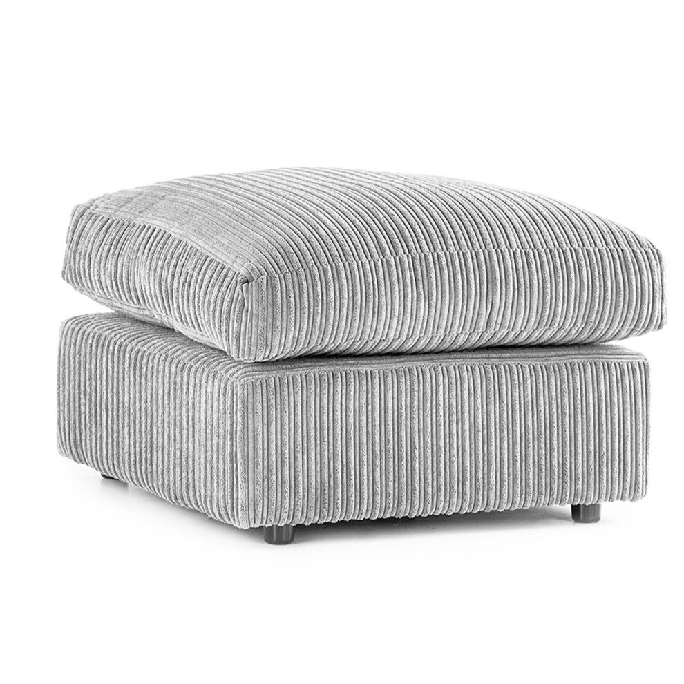 (Silver, Footstool ) Luxor Jumbo Cord 4 Seater Corner Sofa