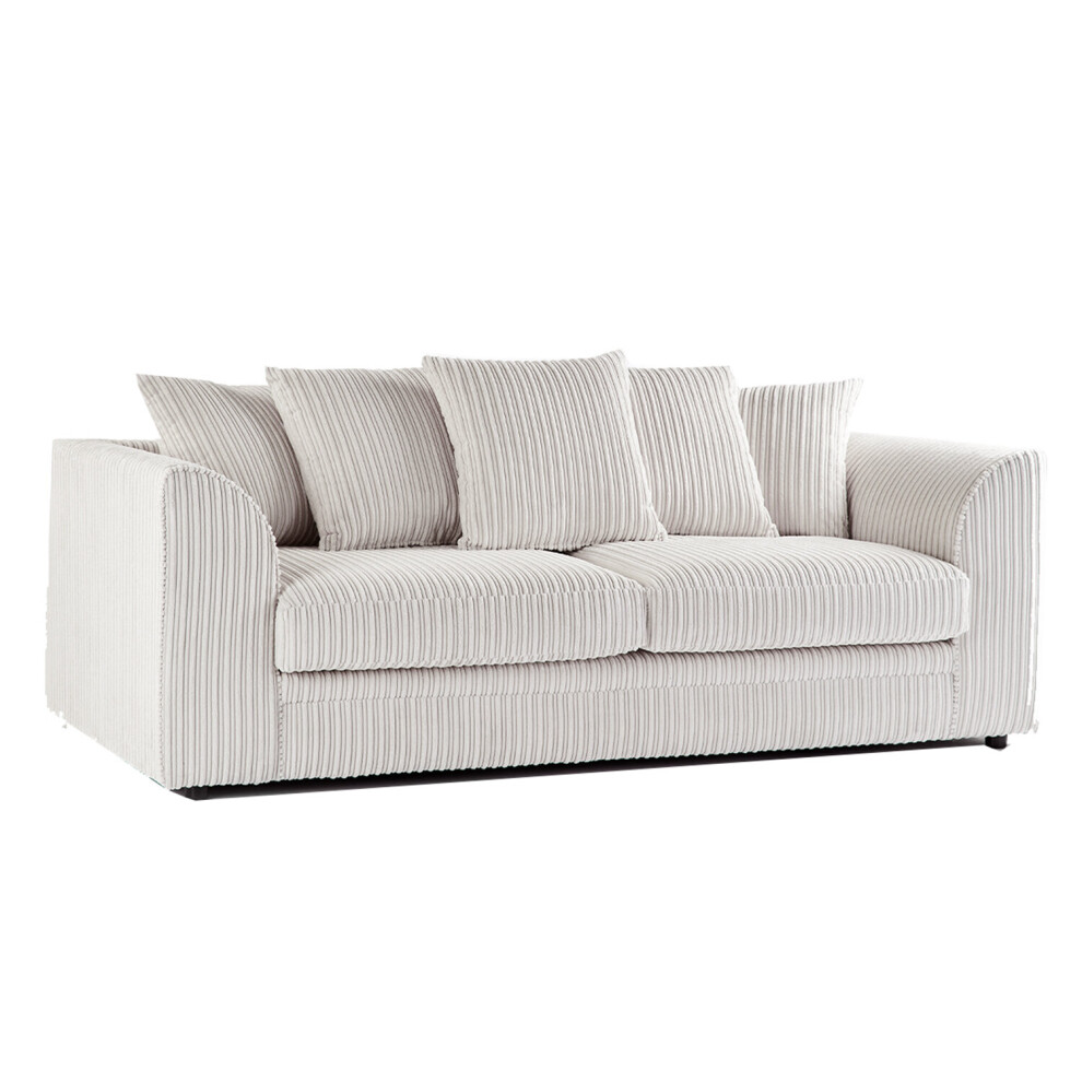 (Cream, 3 Seater) Luxor Jumbo Cord 4 Seater Corner Sofa