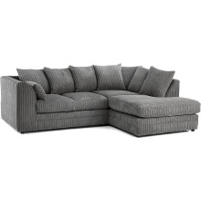 (Grey, Right Hand Corner ) Luxor Jumbo Cord 4 Seater Corner Sofa