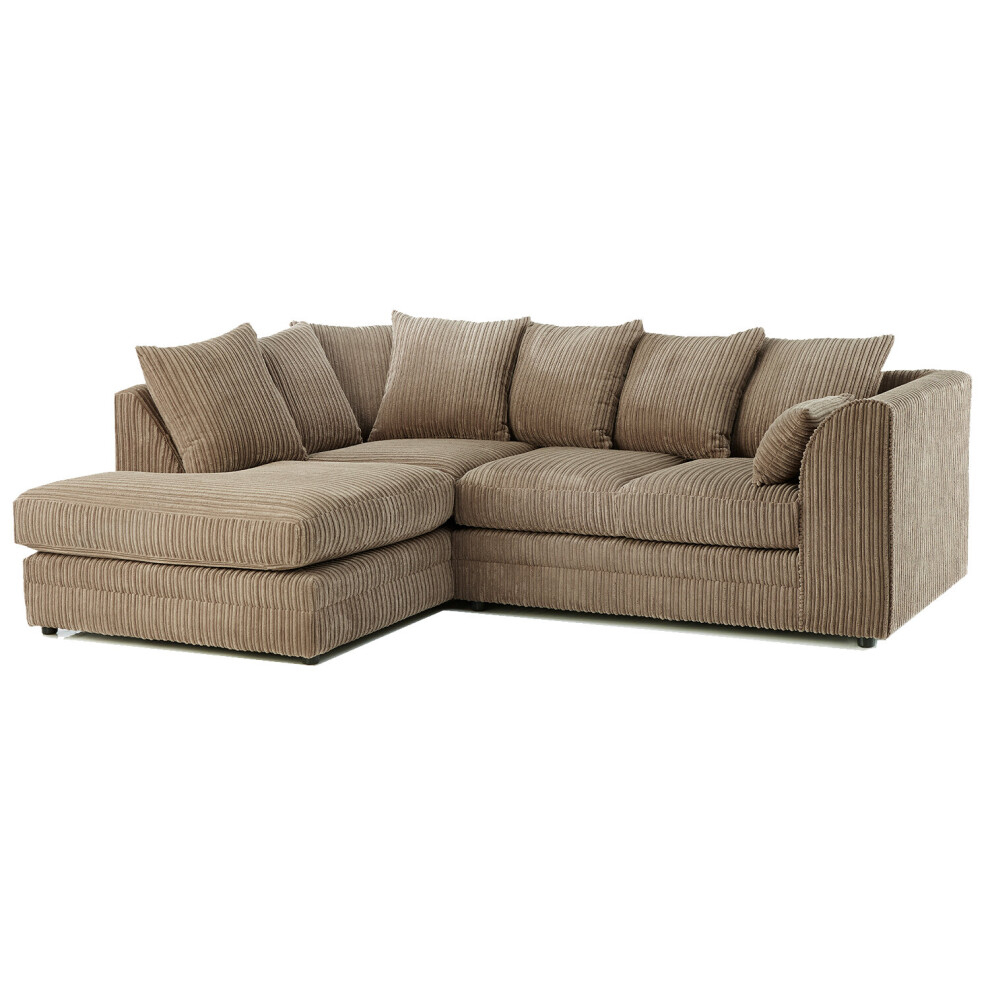 (Coffee, Left Hand Corner ) Luxor Jumbo Cord 4 Seater Corner Sofa