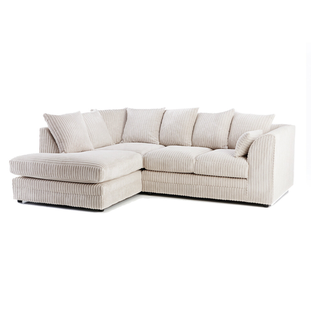 (Cream, Left Hand Corner ) Luxor Jumbo Cord 4 Seater Corner Sofa