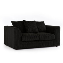 (Black, 2 Seater) Luxor Jumbo Cord 4 Seater Corner Sofa