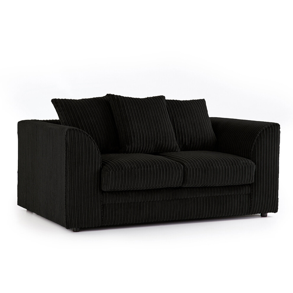 (Black, 2 Seater) Luxor Jumbo Cord 4 Seater Corner Sofa