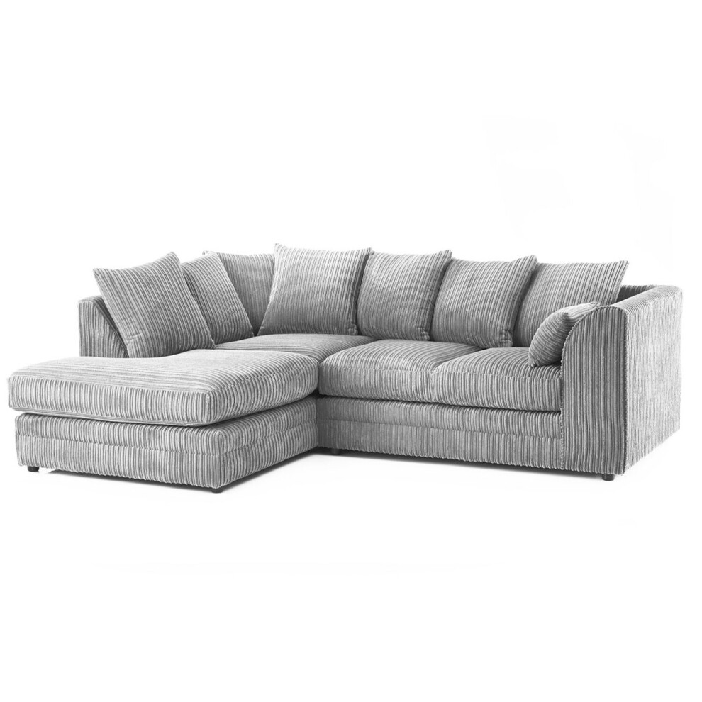 (Silver, Left Hand Corner ) Luxor Jumbo Cord 4 Seater Corner Sofa