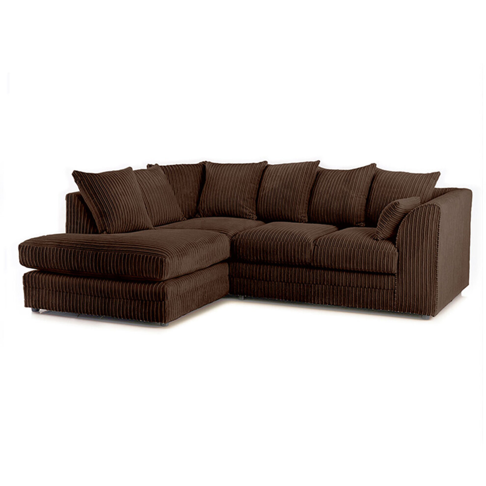 (Chocolate, Left Hand Corner ) Luxor Jumbo Cord 4 Seater Corner Sofa