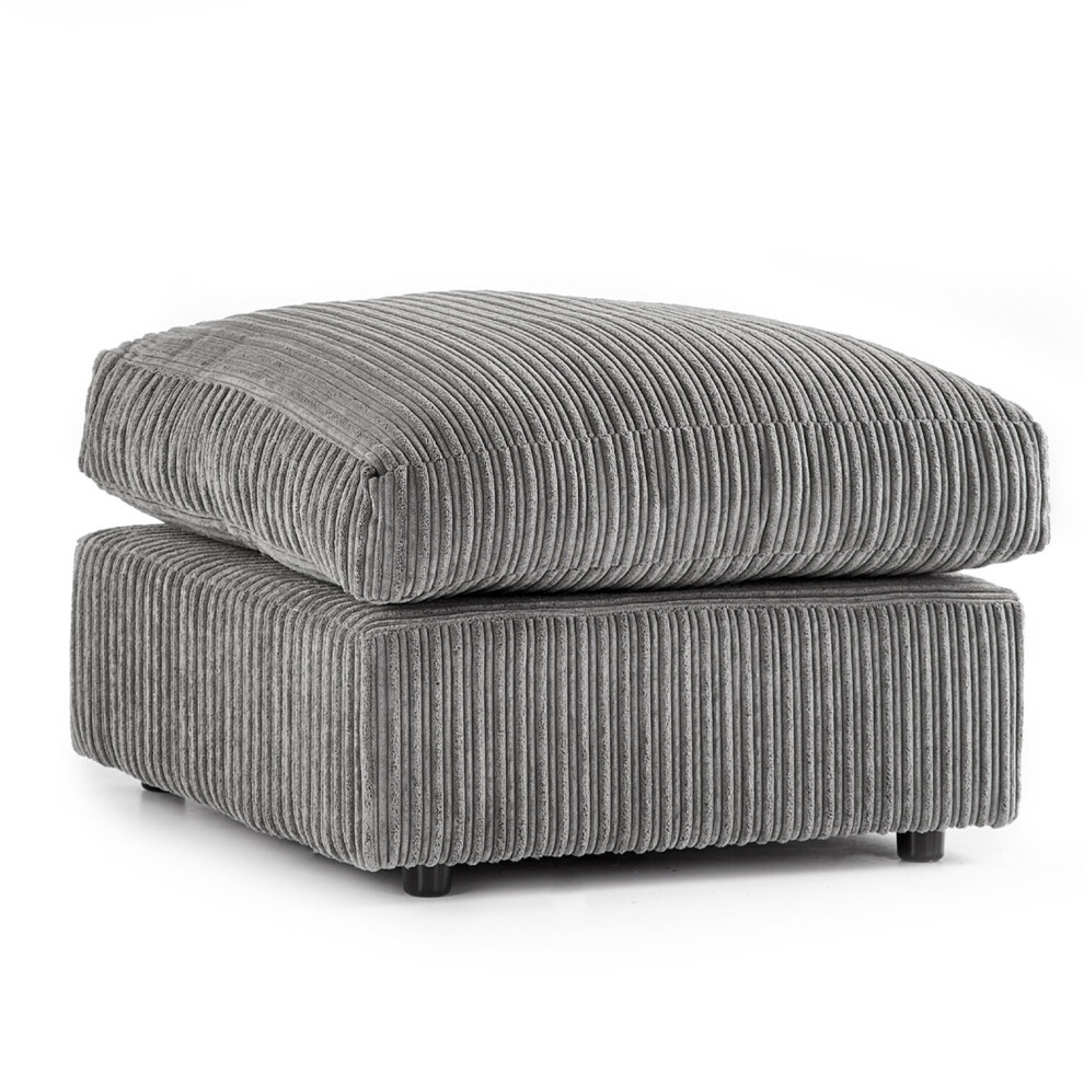 (Grey, Footstool ) Luxor Jumbo Cord 4 Seater Corner Sofa