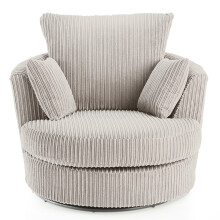 (Cream, Swivel Chair) Luxor Jumbo Cord 4 Seater Corner Sofa